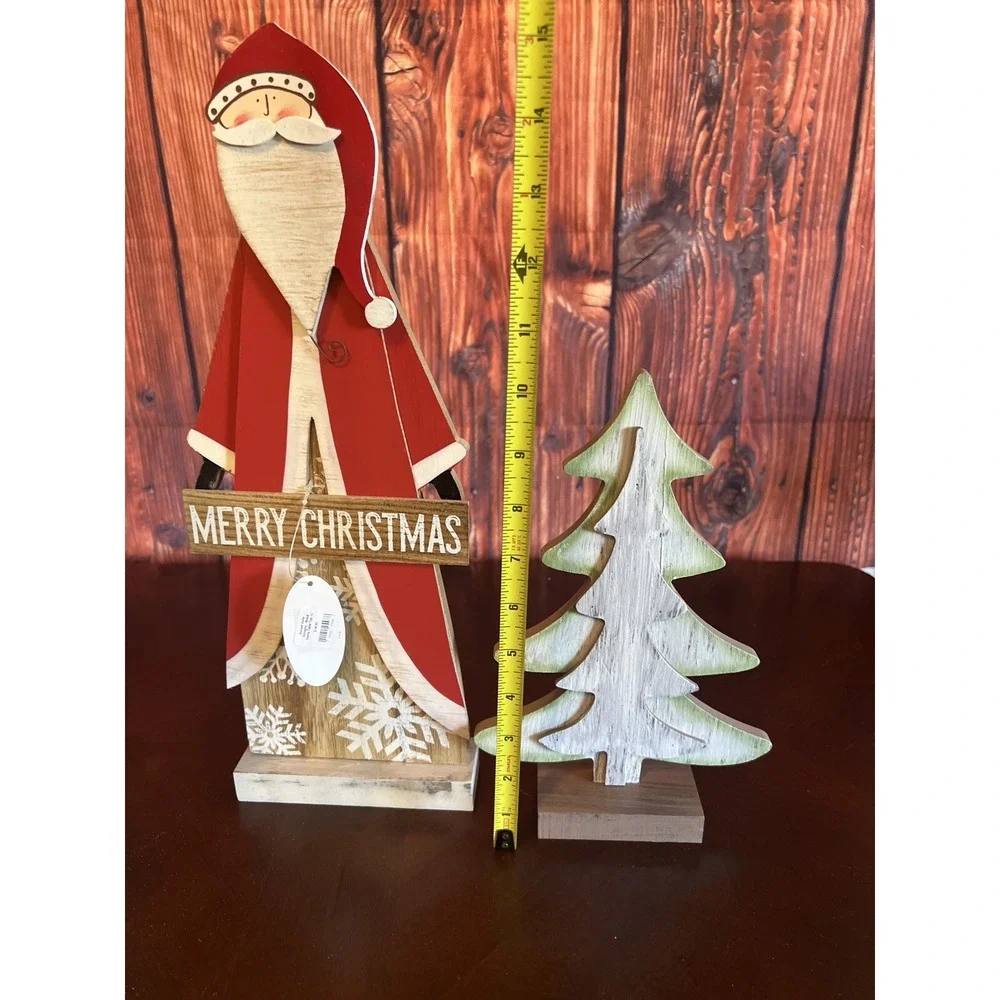 CHRISTMAS HOLIDAY TABLE DECOR CENTERPIECE Santa And  Tree Decor  Merry Christmas